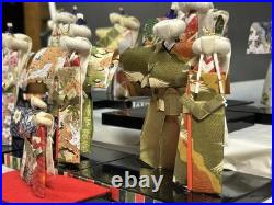 Vintage Showa Washi Paper Dolls Hina Stand Set Twelve Pieces Japanese Craft