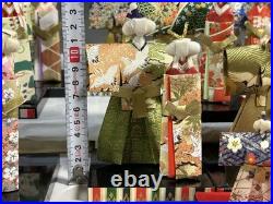 Vintage Showa Washi Paper Dolls Hina Stand Set Twelve Pieces Japanese Craft