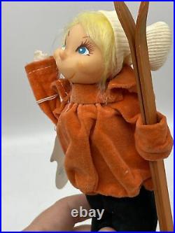Vintage Skier Girl Doll Figure Posable Herman Pecker Original Tags Japan Rare