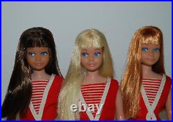 Vintage Skipper Doll Trio Sl Titan, Lemon Blonde, & Brunette Color Magic