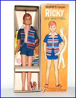 Vintage Skipper Friend Ricky Doll With Box Wrist Tag Stand Ss And Sandals