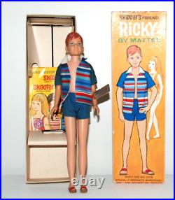 Vintage Skipper Friend Ricky Doll With Box Wrist Tag Stand Ss And Sandals