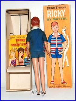 Vintage Skipper Friend Ricky Doll With Box Wrist Tag Stand Ss And Sandals