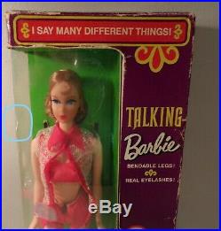 Vintage Talking Barbie New In Box #1115 Nape Curl Titian Tag/Stand/Booklet 1969