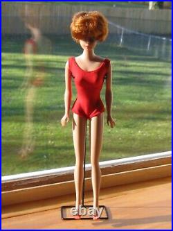 Vintage Titan Bubble Cut Barbie Doll Mattel 1962 Japan, Red Suit/Heels/Stand(EX)