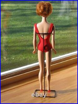 Vintage Titan Bubble Cut Barbie Doll Mattel 1962 Japan, Red Suit/Heels/Stand(EX)