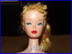 Vintage Toy 1960 Mattel Barbie Doll Japan Ponytail Blk/wht Swimsuit