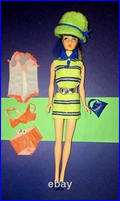 Vintage Twist N Turn Barbie In Complete Vintage Now Knit Outfit, HTF Hat- Scarf