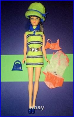 Vintage Twist N Turn Barbie In Complete Vintage Now Knit Outfit, HTF Hat- Scarf