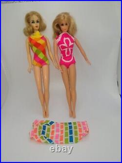 Vintage Twist N Turn Marlo Flip Live Action Barbie Dolls Platinum With Swimsuits