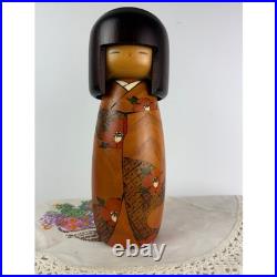 Vintage Usaburo Kokeshi Doll Japanese Hand-Painted Wood Signed
