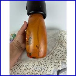 Vintage Usaburo Kokeshi Doll Japanese Hand-Painted Wood Signed