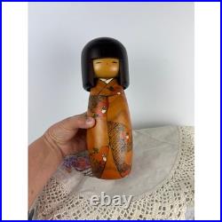 Vintage Usaburo Kokeshi Doll Japanese Hand-Painted Wood Signed