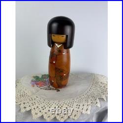 Vintage Usaburo Kokeshi Doll Japanese Hand-Painted Wood Signed