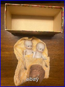 Vintage Vantine's Oriental Store Kewpie Style Bisque Dolls Original Box & Note