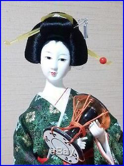 Vintage Very beautiful Kimono Geisha doll Tsuzumi Kanzashi made in Japan #1006