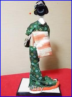 Vintage Very beautiful Kimono Geisha doll Tsuzumi Kanzashi made in Japan #1006