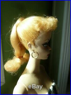 Vintage barbie ponytail blond 1959 #1 with TM box and reproduction stand
