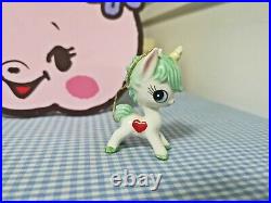 Vintage ceramic kitsch kawaii big eye green unicorn japan doll