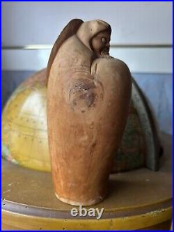 Vintage japanese carved wood Daruma figure Kanji Signed