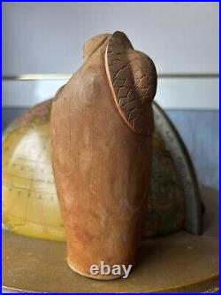 Vintage japanese carved wood Daruma figure Kanji Signed