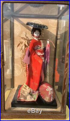 Vintage japanese doll kimono Geisha beautiful Figure Kyoto Japan antique Red