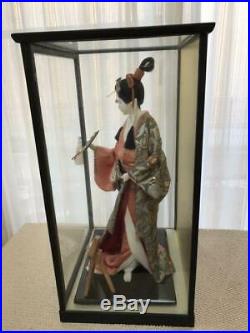 Vintage japanese doll kimono Geisha beautiful Figure Kyoto Japan antique case
