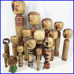 Vintage japanese wooden 16 Kokeshi dolls 16 Lot