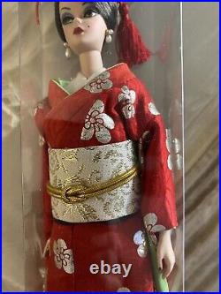 Vintage raven black hair SIlkstone brown eye Barbie in Japanese Kimono Obi LOT