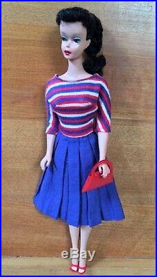 Vntg Barbie #5 Brunette Ponytail Braid Doll #4 TM Body withABOARD SHIP+ LOVELY