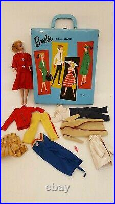 Vtg 1958 Barbie doll Japan + 1961 Ponytail case + clothes