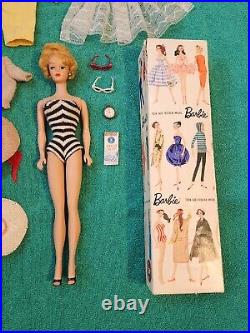 Vtg 1959/61 Bubble Cut Barbie Original Box Japan with extras