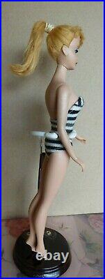 Vtg 1960 Barbie Solid TM #3/early #4 Blonde Poodle Bang PT Swimst minor retouch