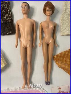 Vtg 1960's Titan Bubble Cut Barbie #850 Ken #750 Dinner at Eight and Accessories