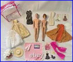 Vtg 1960's Titan Bubble Cut Barbie #850 Ken #750 Dinner at Eight and Accessories