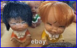 Vtg 1960s Moody Cuties VINYL Rubber DOLL Lot POUTING Crying BABY Hong Kong JAPAN
