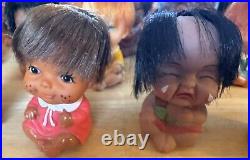 Vtg 1960s Moody Cuties VINYL Rubber DOLL Lot POUTING Crying BABY Hong Kong JAPAN