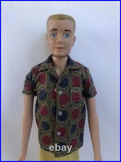 Vtg 1961 Mattel Ken Doll Blonde withOriginal Pedestal & Sport ShortS Outfit Barbie