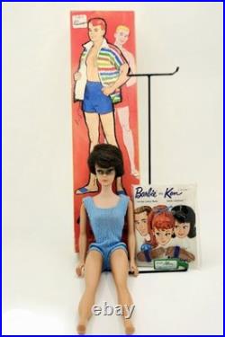 Vtg 1962 Brunette Bubblecut Barbie Doll Blue Swimsuit Mismatched Allan Box Set