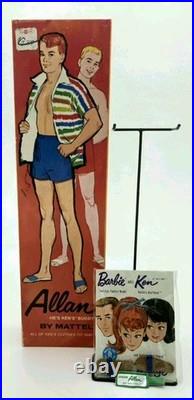 Vtg 1962 Brunette Bubblecut Barbie Doll Blue Swimsuit Mismatched Allan Box Set