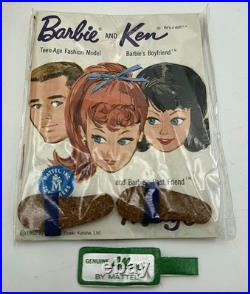 Vtg 1962 Brunette Bubblecut Barbie Doll Blue Swimsuit Mismatched Allan Box Set
