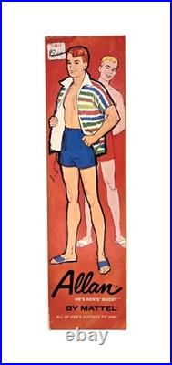 Vtg 1962 Brunette Bubblecut Barbie Doll Blue Swimsuit Mismatched Allan Box Set