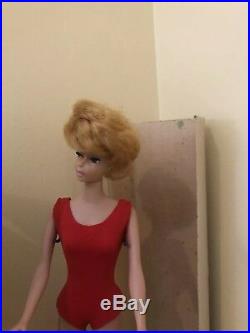 Vtg 1962 Mattel Barbie 850 Platinum Blonde Bubble Cut Japan with Outfit & Box