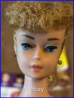 Vtg 1962 Mattel Ponytail Midge 1958 Barbie Blonde Doll Japan Foot, box & clothes