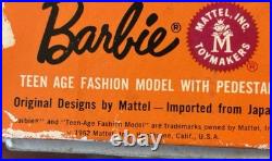 Vtg 1962 Mattel Ponytail Midge 1958 Barbie Blonde Doll Japan Foot, box & clothes