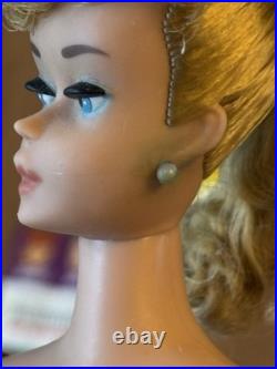 Vtg 1962 Mattel Ponytail Midge 1958 Barbie Blonde Doll Japan Foot, box & clothes