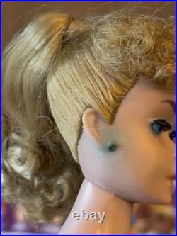 Vtg 1962 Mattel Ponytail Midge 1958 Barbie Blonde Doll Japan Foot, box & clothes