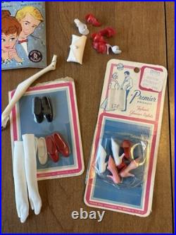 Vtg 1962 Mattel Ponytail Midge 1958 Barbie Blonde Doll Japan Foot, box & clothes