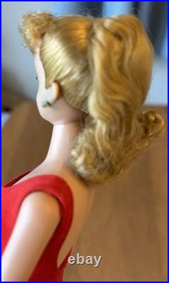 Vtg 1962 Mattel Ponytail Midge 1958 Barbie Blonde Doll Japan Foot, box & clothes