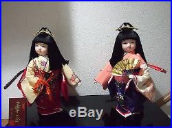 Vtg. 2 beautiful Japanese KImono girls/ichimatsu ningyo/Geisha doll/bijin/taiko